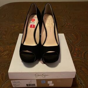 Jessica Simpson Black Wedge Suede Heels